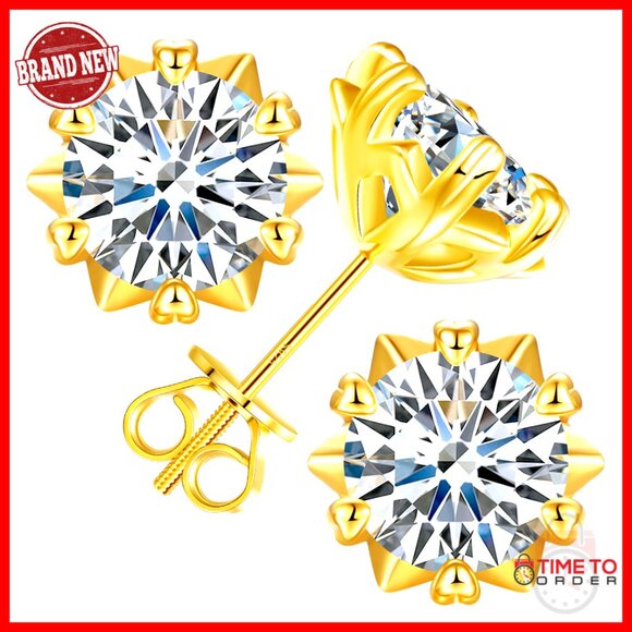 Moissanite Snowflake Stud Earrings Screw Back 0.6ct 4-8mm Sterling Silver